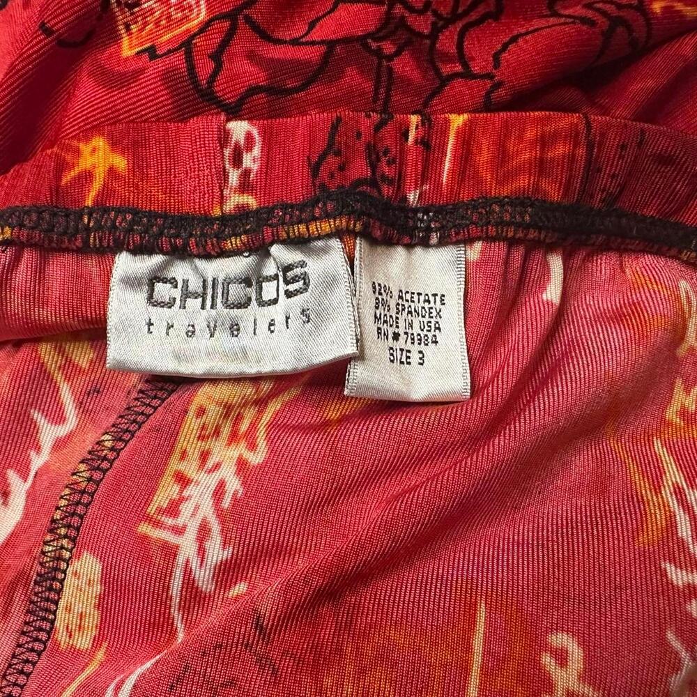 Chico's Travelers Vintage 90's Red Graphic Maxi Skirt - Picture 3 of 8